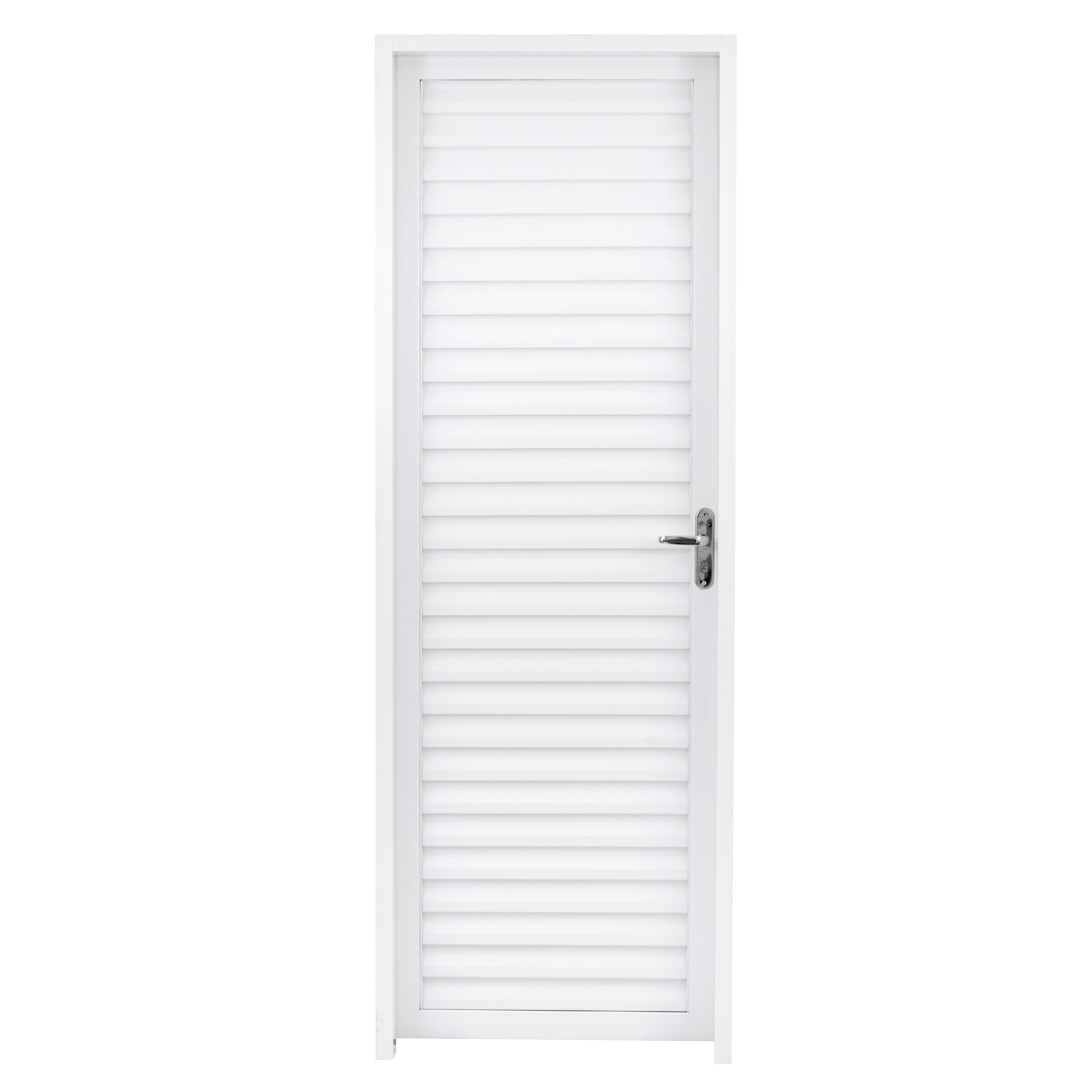 Porta Laminada de Giro Aço Branco Requadro 14cm 2,15x0,84m Requadro 14cm Lado Esquerdo Linha Ideal CRV