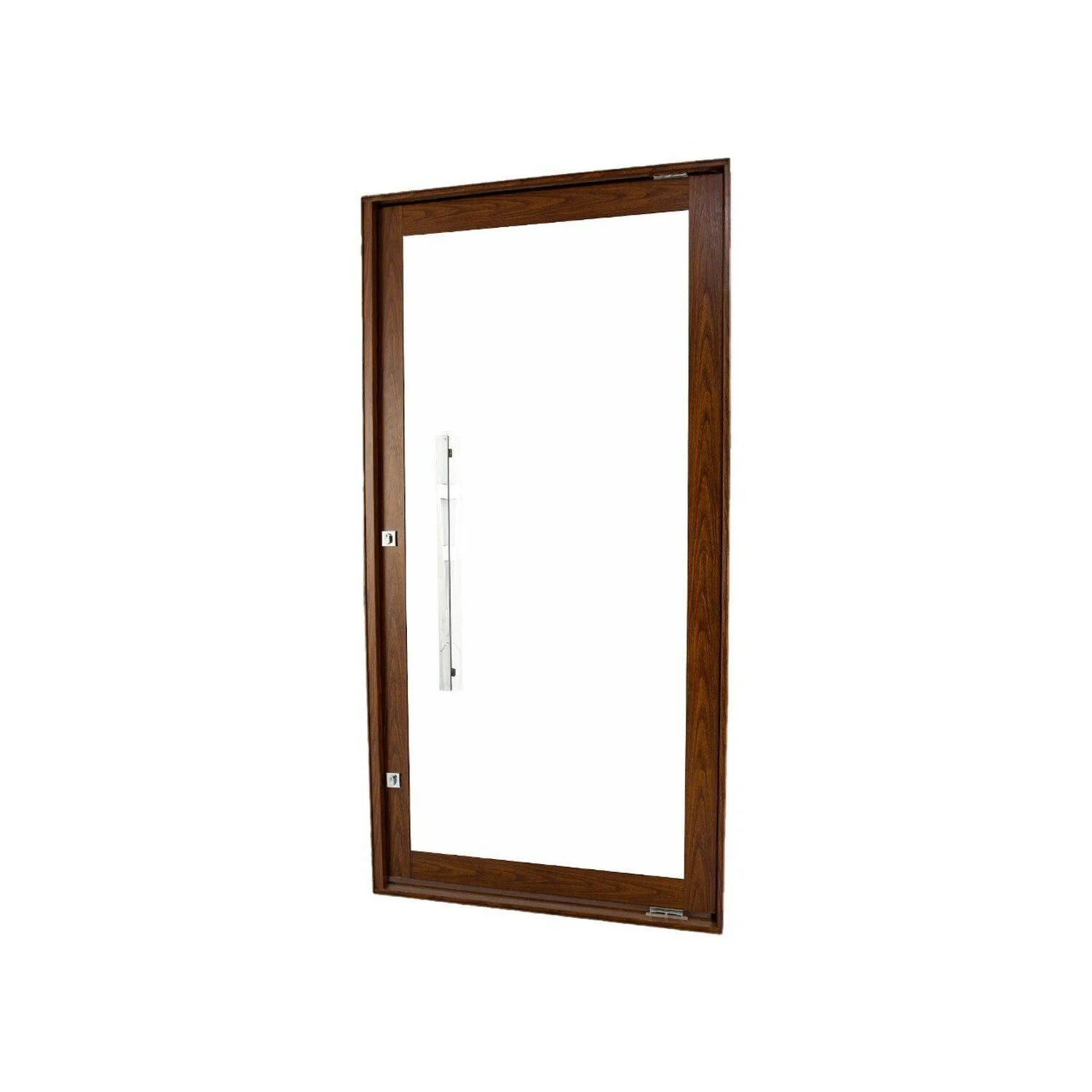 Kit Porta Alumínio Pivotante Esquerdo Amadeirada 228,5x1,15cm Com Batente Nobre CRV
