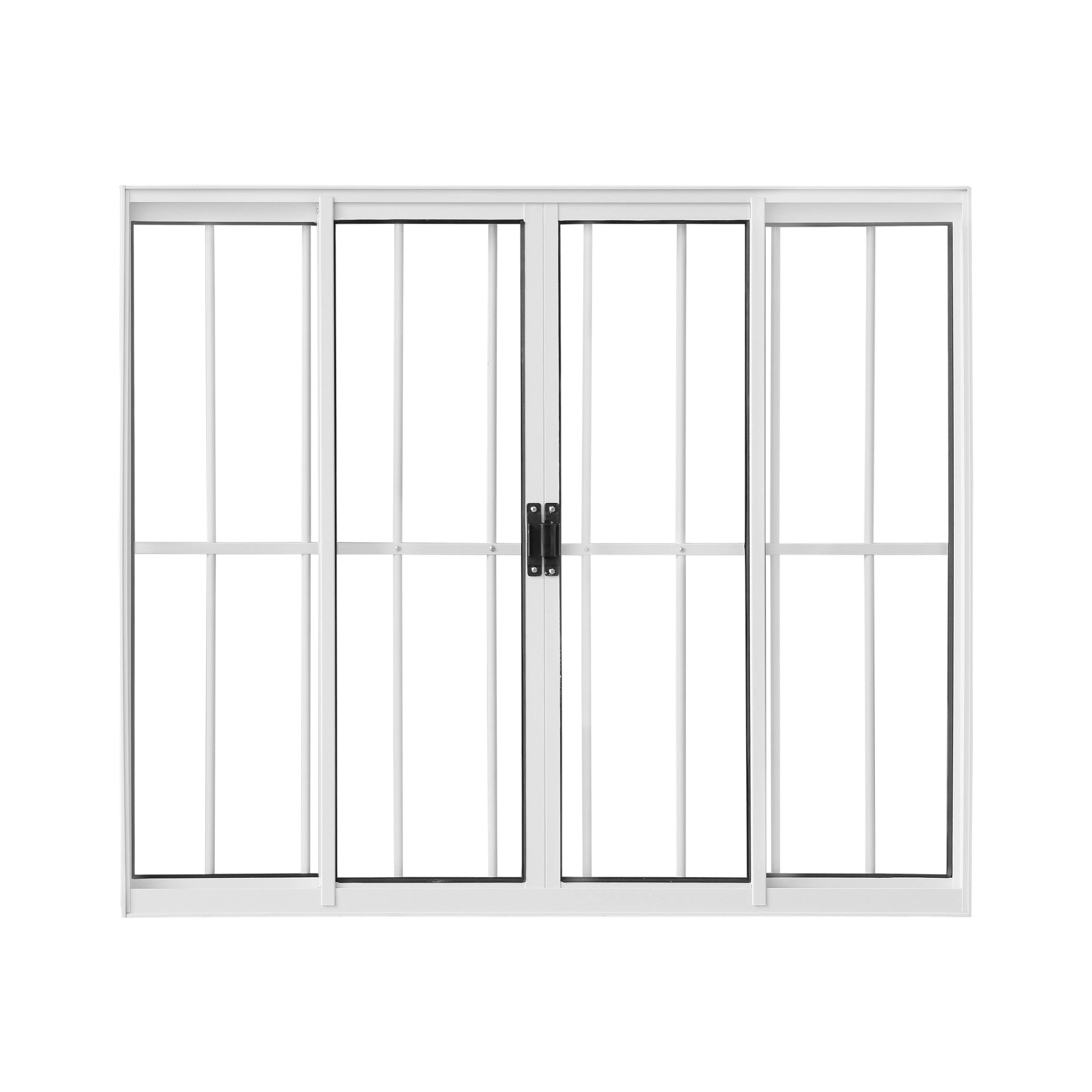 Janela de Alumínio de Correr 4 Folhas 100x100cm com Grade e Vidro 3mm Classic CRV Branca