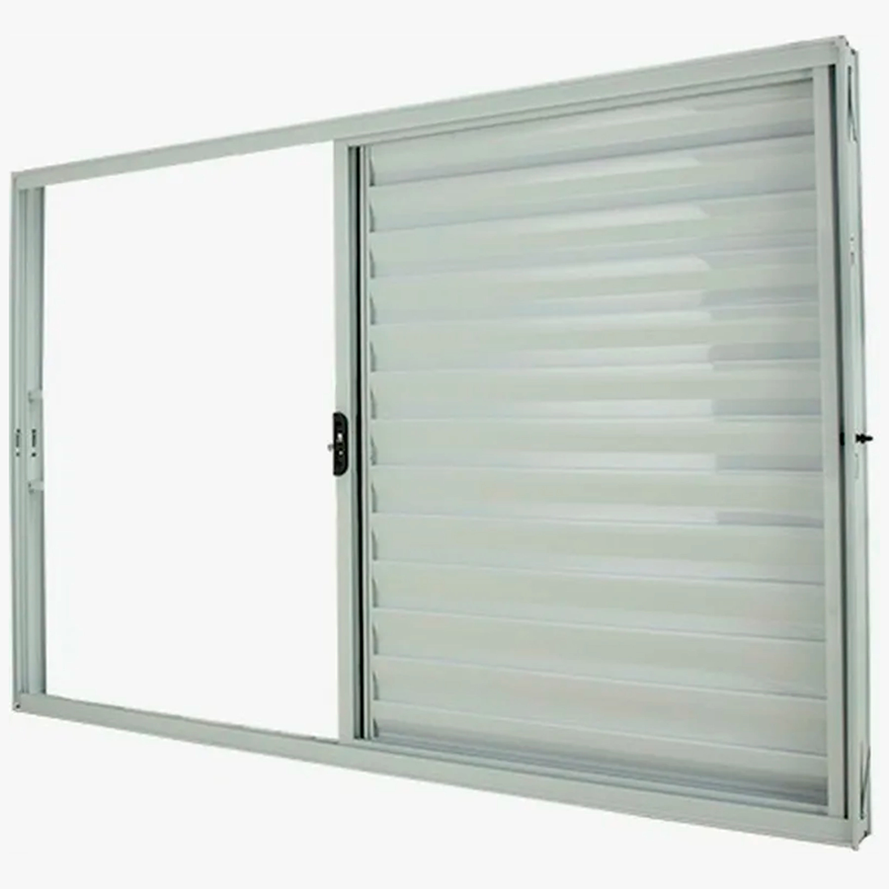 Janela de Alumínio Veneziana 3 Folhas 100x100cm com Vidro 3mm Classic CRV Branca