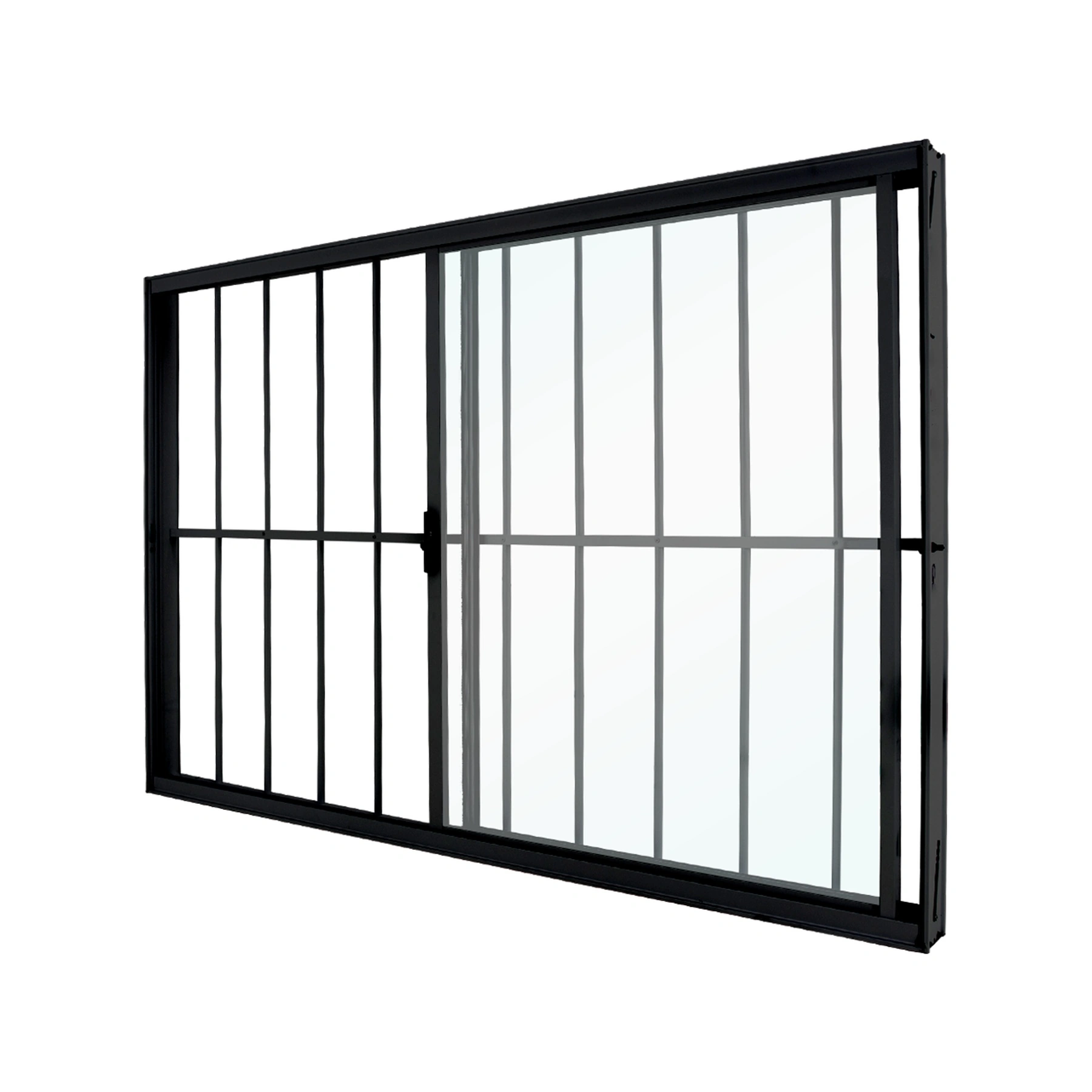 Janela de Alumínio de Correr 2 Folhas 100x120cm com Grade e Vidro 3mm Classic CRV Preta