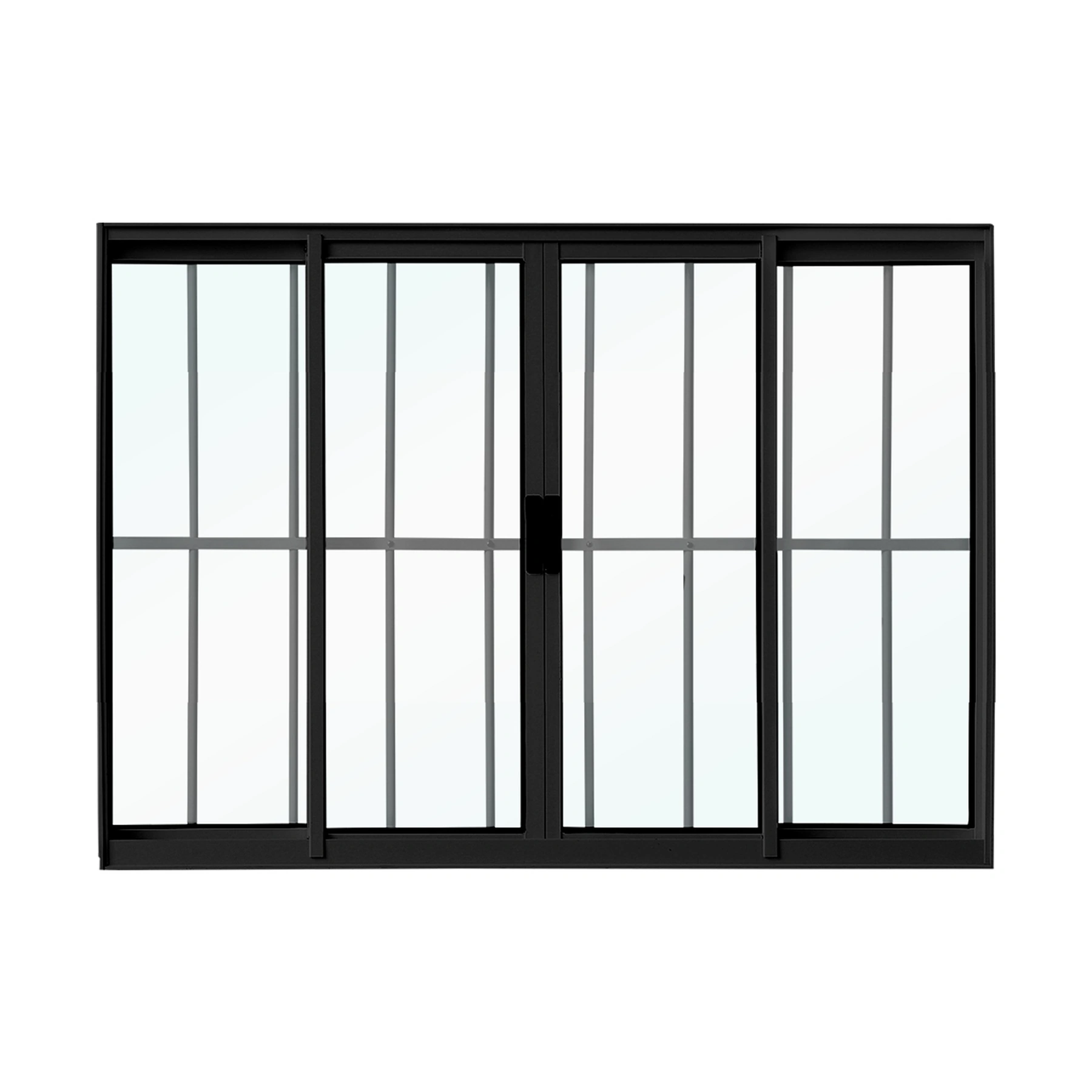Janela de Alumínio de Correr 4 Folhas 100x150cm com Grade e Vidro 3mm Classic CRV Preta