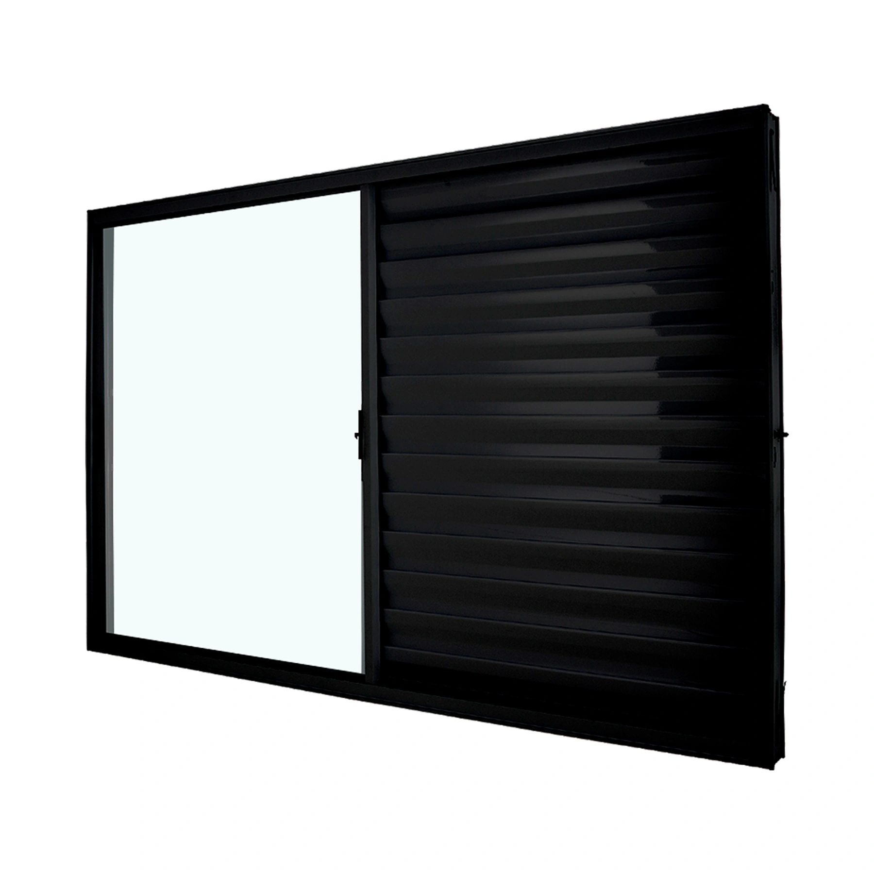 Janela de Alumínio Veneziana 3 Folhas 100x120cm com Vidro 3mm Classic CRV Preta