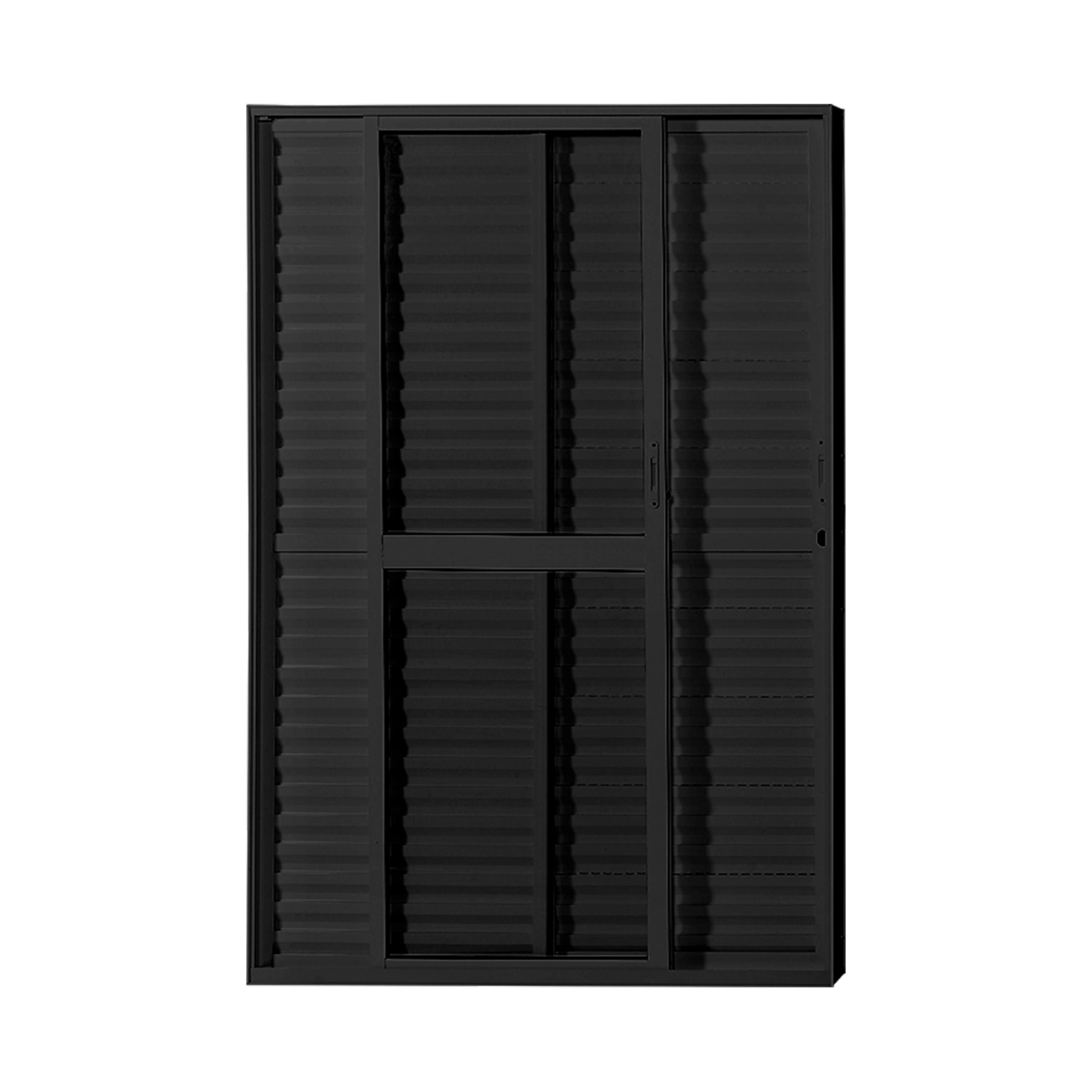 Porta Balcão de Correr Esquerdo 3 Folhas Alumínio Pintado Preto 210x150cm Classic CRV