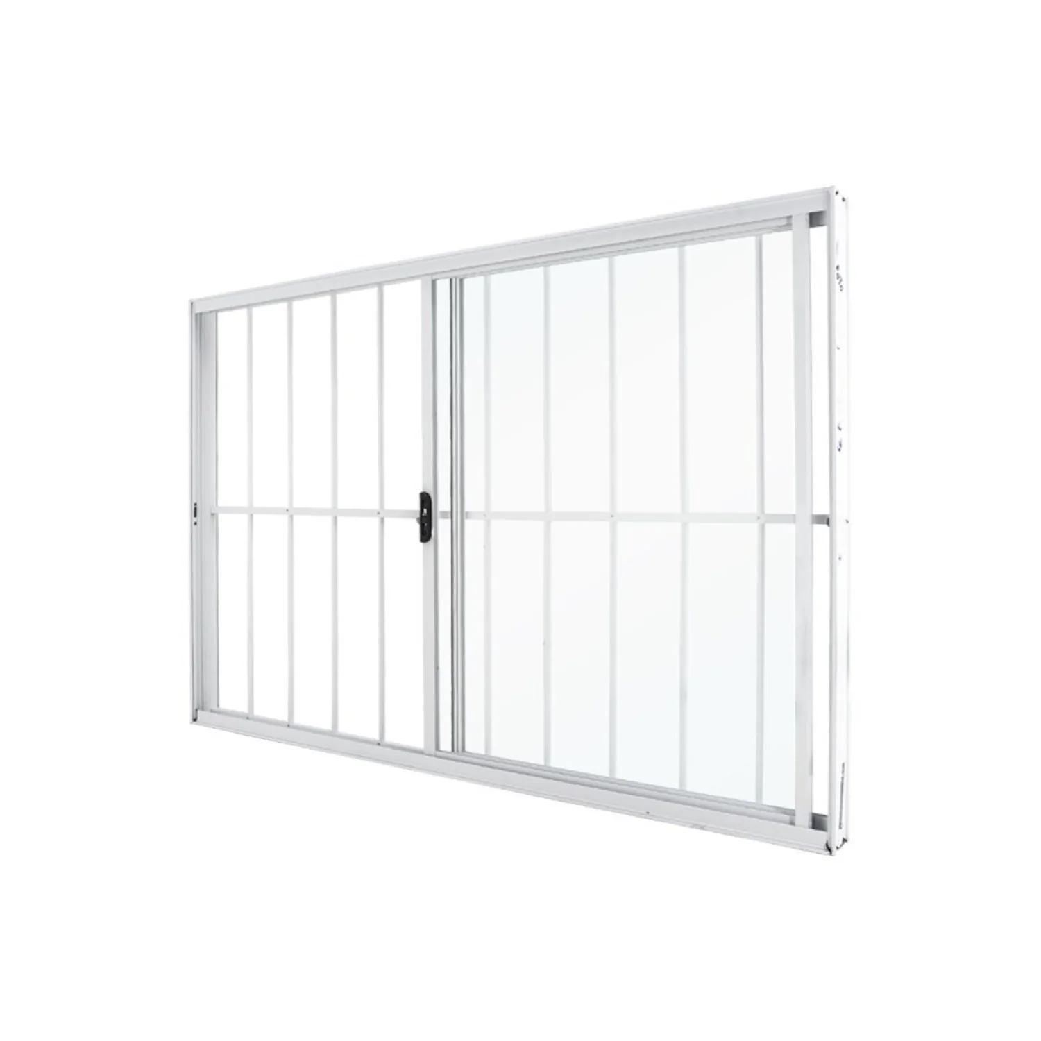 Janela De Correr Abertura Direita 2 Folhas Grade Vidro Liso 100x100cm Exclusiva Esquadrias Branco
