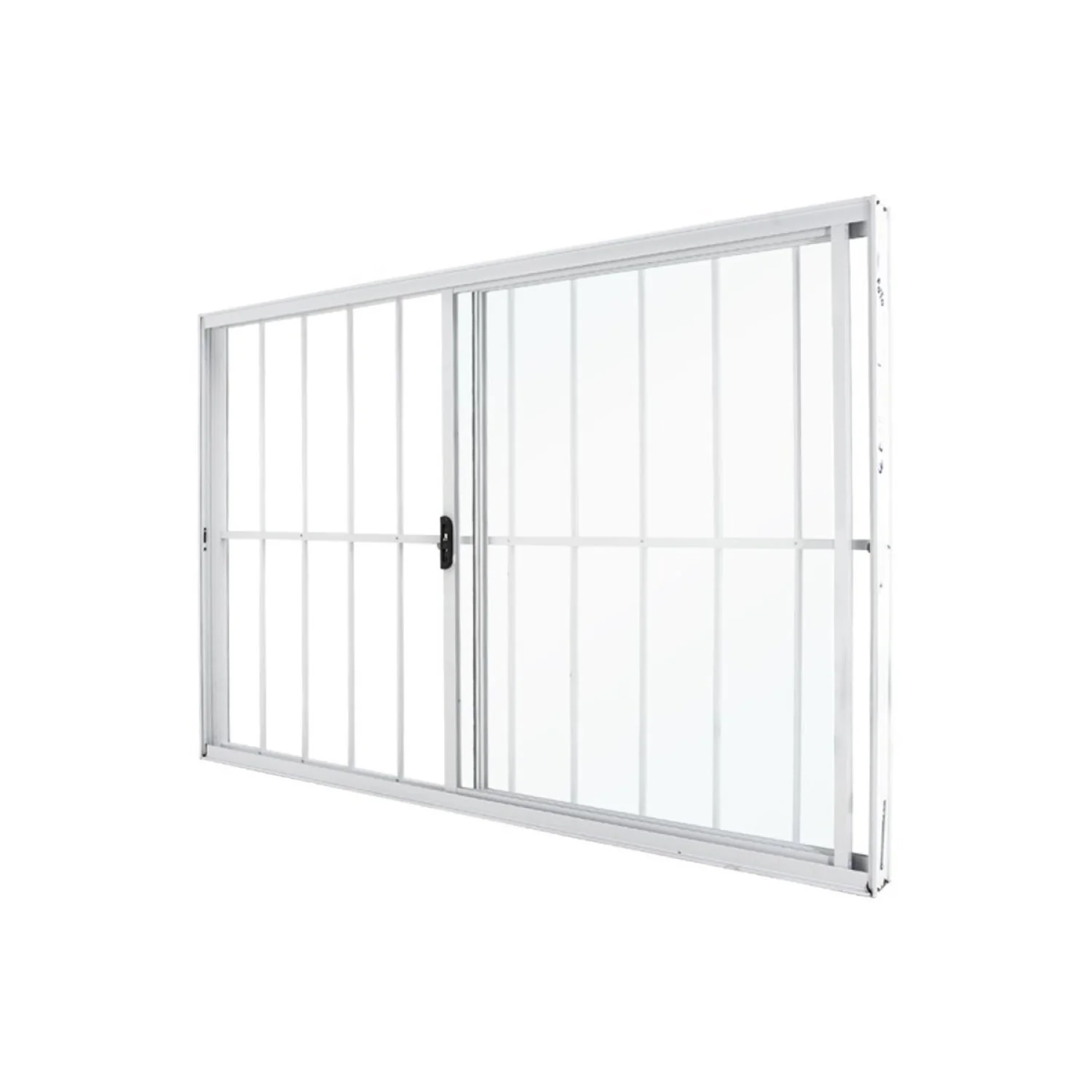 Janela De Correr Abertura Direita 2 Folhas Grade Vidro Liso 100x150cm Exclusiva Esquadrias Branco