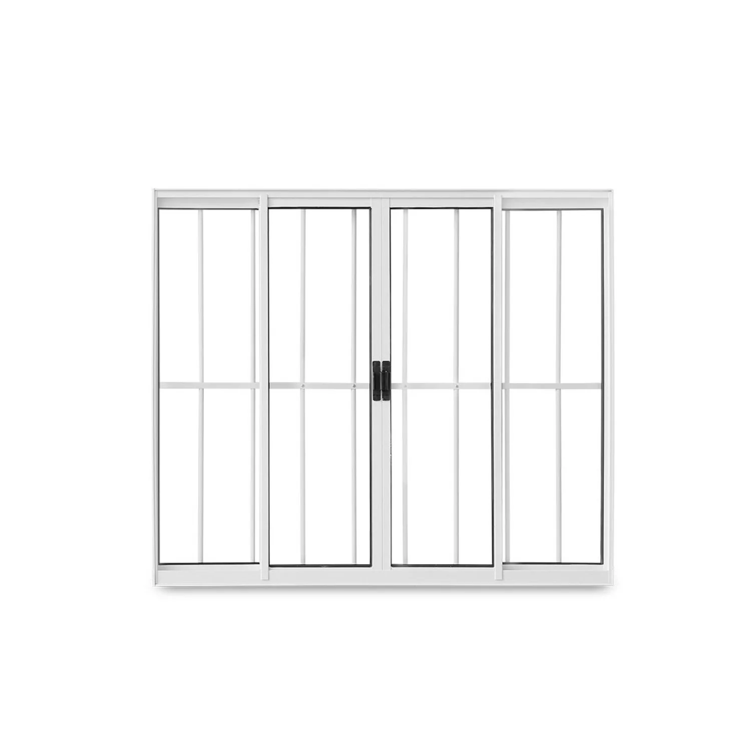 Janela De Correr Abertura Central Exclusiva 4 Folhas Grade Vidro Liso 100x120cm Espresso Esquadrias Branco