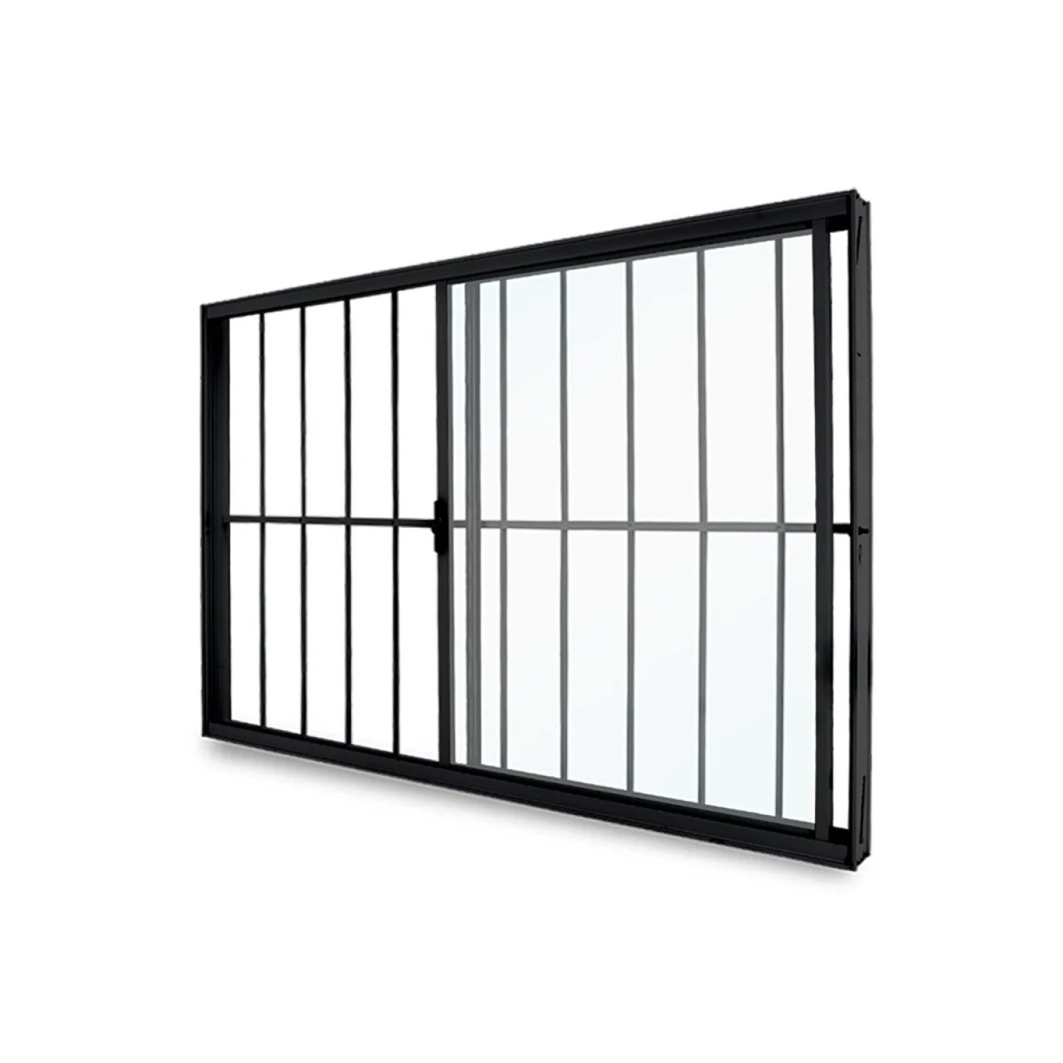 Janela De Correr Abertura Direita 2 Folhas Grade Vidro Liso 100x150cm Exclusiva Esquadrias Preto