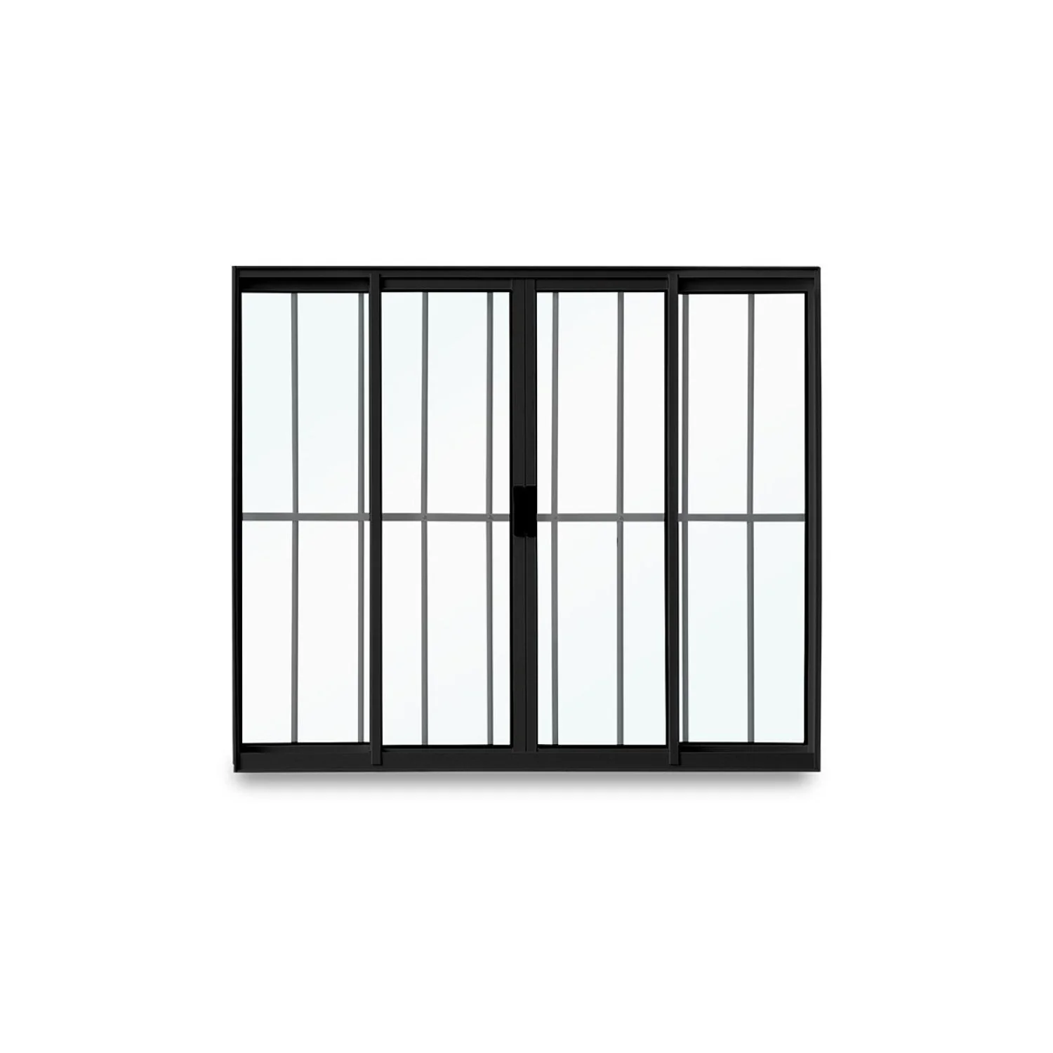 Janela De Correr Abertura Central Exclusiva 4 Folhas Grade Vidro Liso 100x120cm Espresso Esquadrias Preto