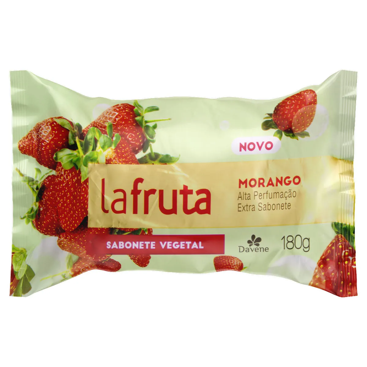 Sabonete Barra Vegetal Morango Davene La Fruta Flow Pack 180 g