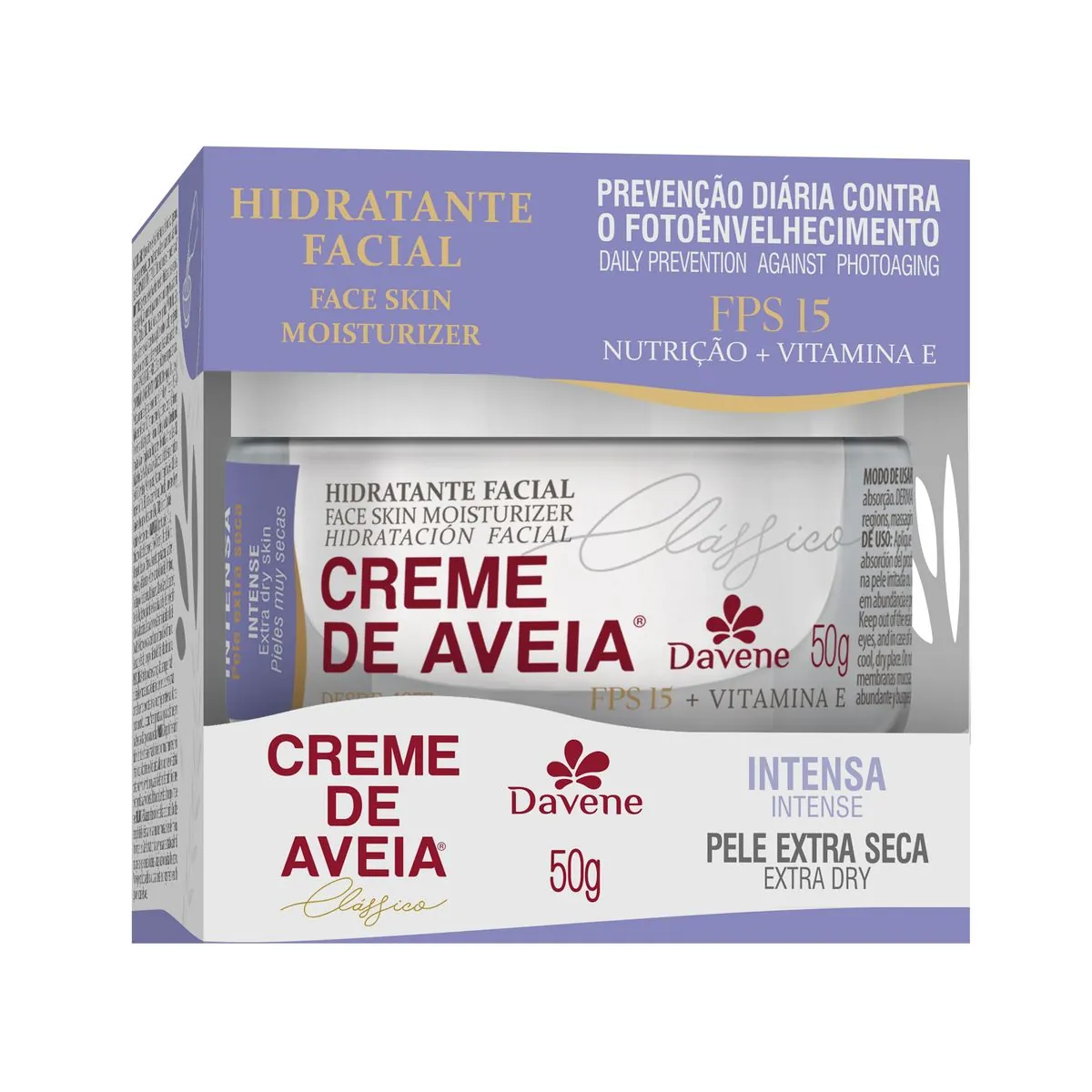 Hidratante Facial Fps 15 Intensa Davene Creme De Aveia Clássico Caixa 50g