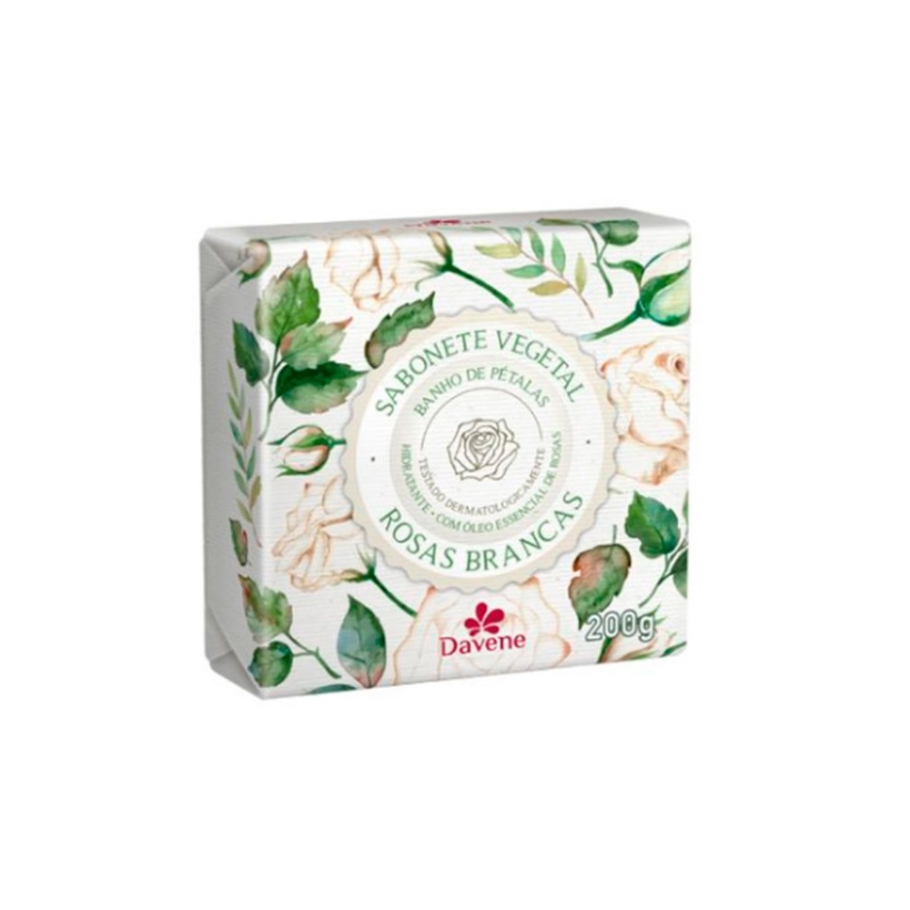 Sabonete Barra Vegetal Rosas Brancas Davene Envoltório 200g
