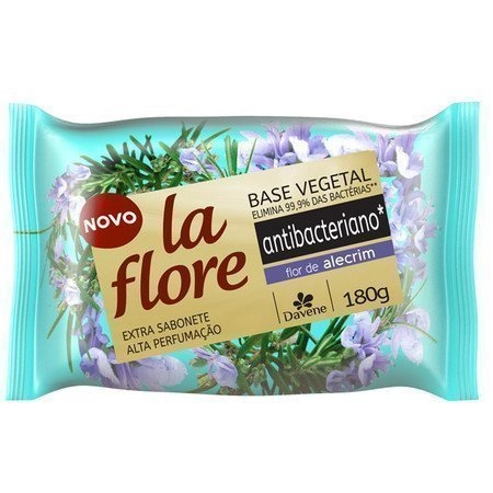 Sabonete Barra Antibacteriano Vegetal Flor De Alecrim Davene La Flore Flow Pack 180g