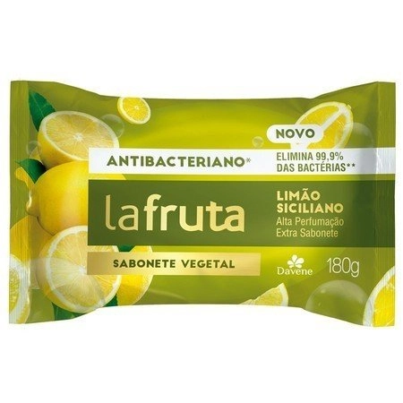 Sabonete Barra Antibacteriano Vegetal Limão Siciliano Davene La Fruta Flow Pack 180g