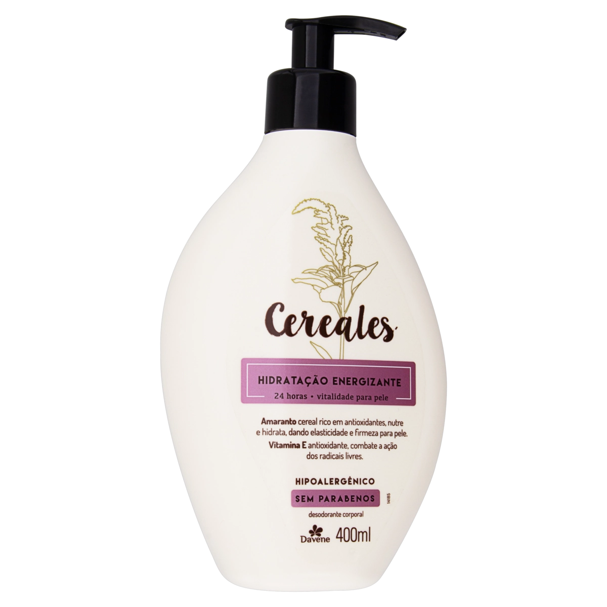 Desodorante Sem Parabenos Corporal Hidratação Energizante Davene Cereales Frasco 400ml