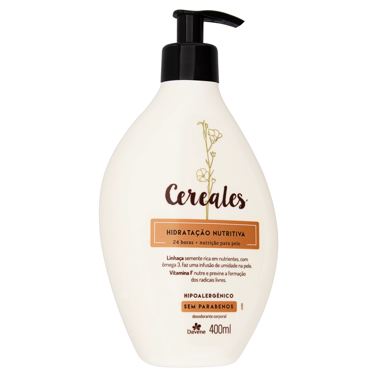 Desodorante Sem Parabenos Corporal Hidratação Nutritiva Davene Cereales Frasco 400ml
