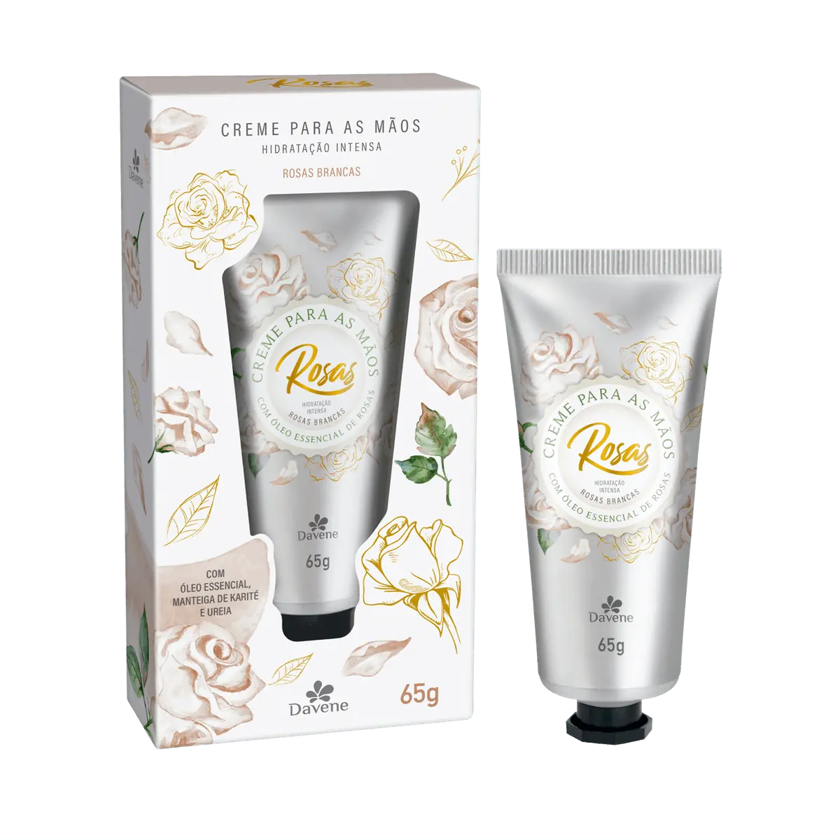 Creme Para As Mãos Hidratação Intensa Rosas Brancas Davene Caixa 65g