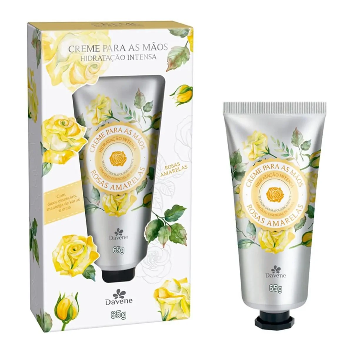 Creme Para As Mãos Hidratação Intensa Rosas Amarelas Davene Caixa 65g