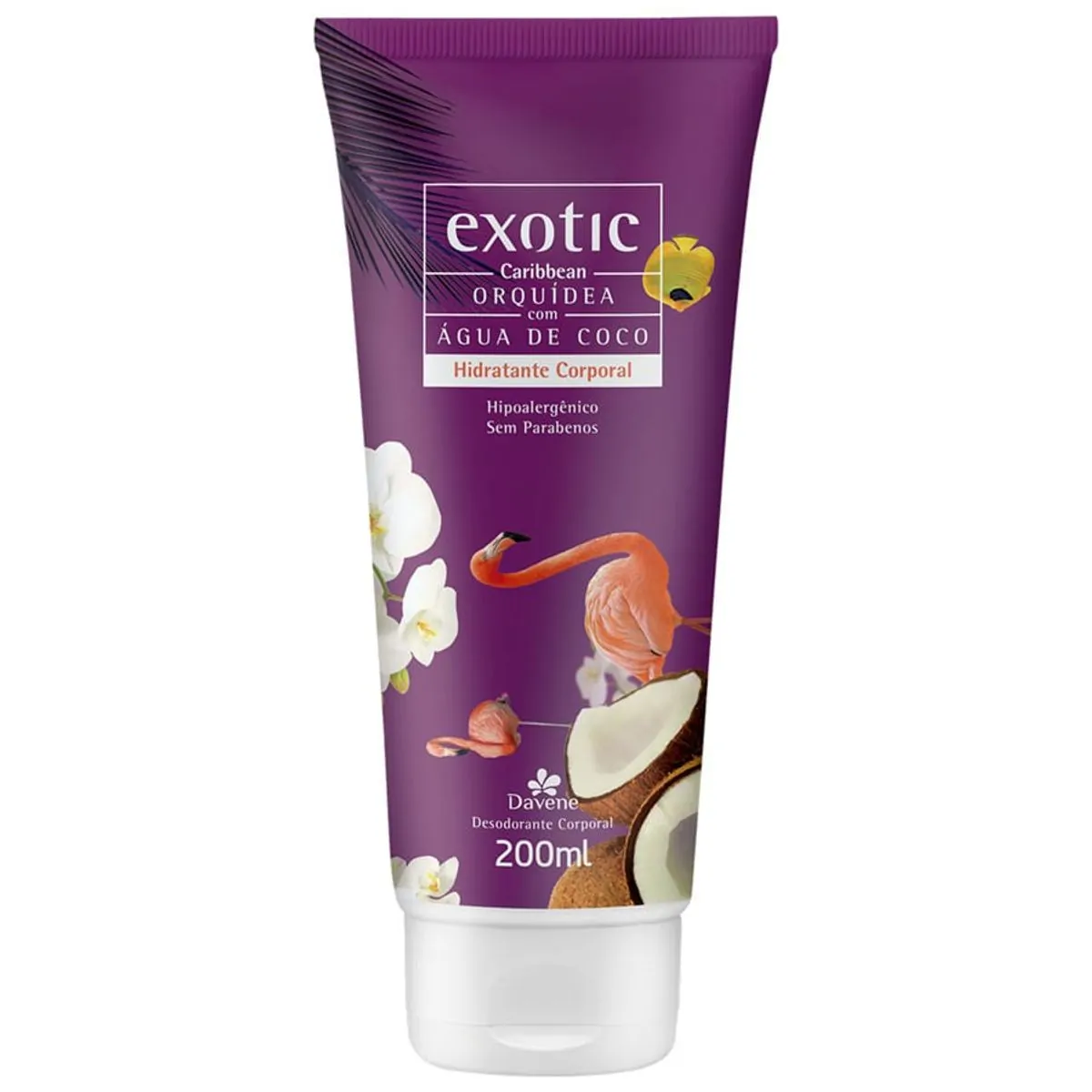 Desodorante Sem Parabenos Corporal Caribbean Orquídea Com água De Coco Davene Exotic Bisnaga 200ml