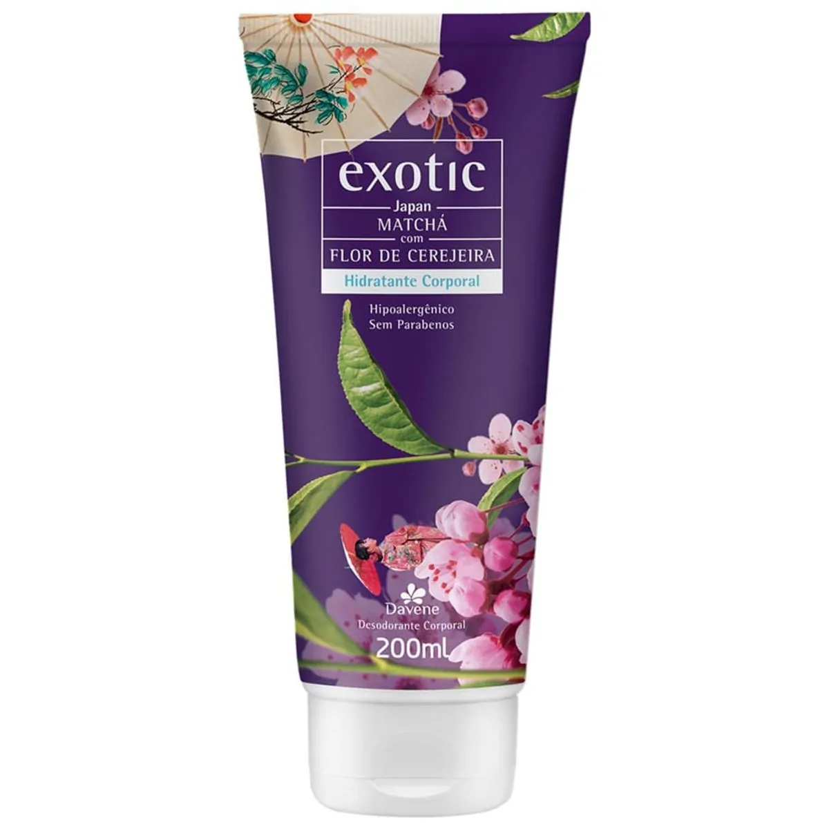 Desodorante Sem Parabenos Corporal Japan Matchá Com Flor De Cerejeira Davene Exotic Bisnaga 200ml