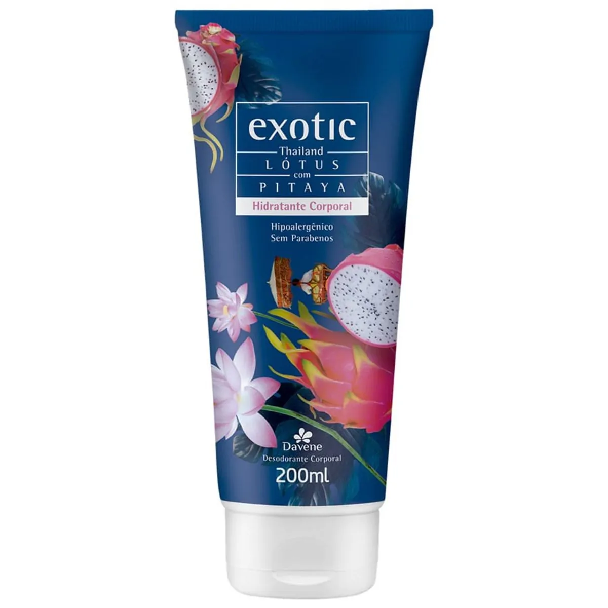 Desodorante Sem Parabenos Corporal Thailand Lótus Com Pitaya Davene Exotic Bisnaga 200ml