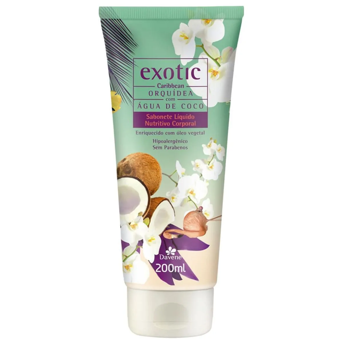 Sabonete Líquido Caribbean Orquídea Com água De Coco Davene Exotic Bisnaga 200ml