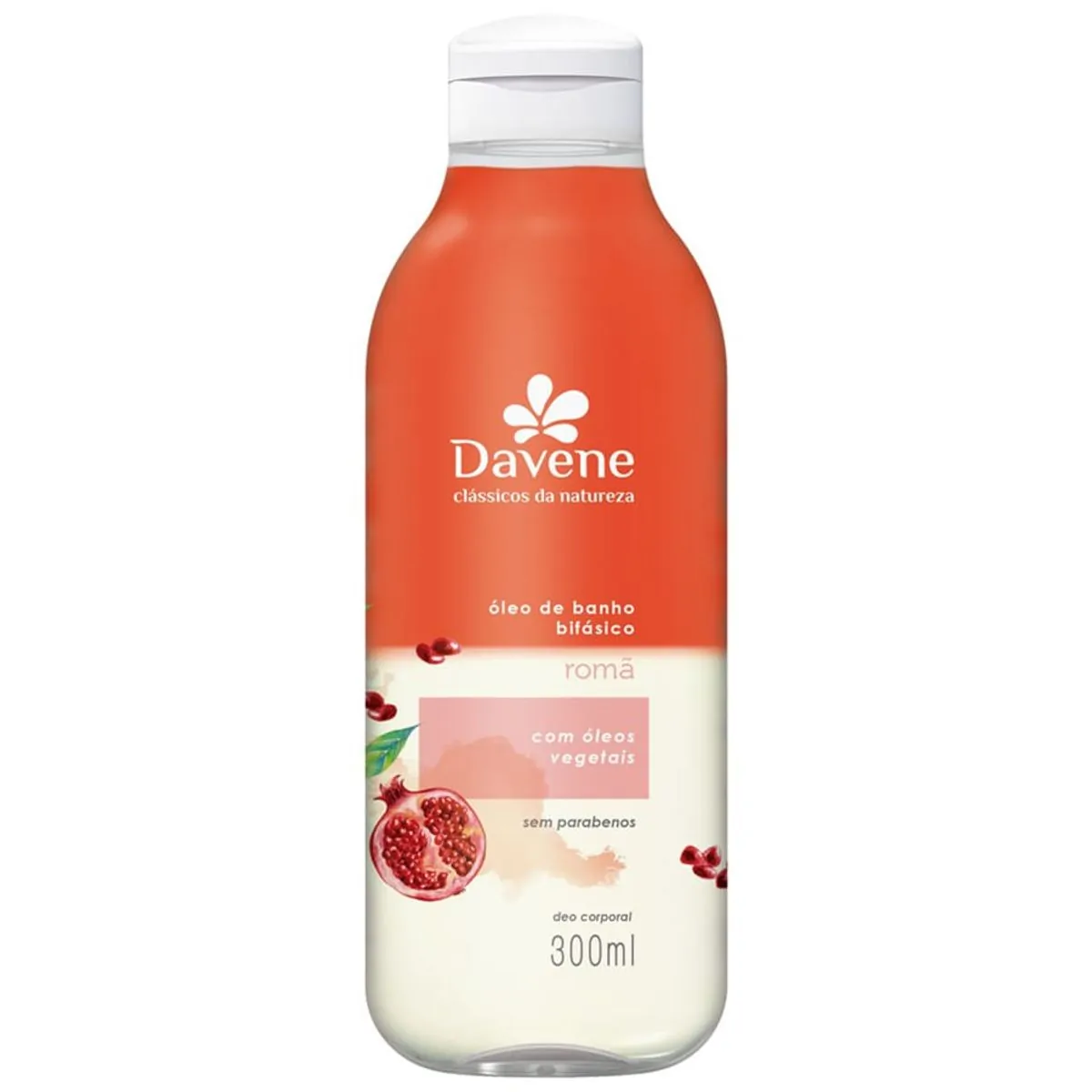 óleo De Banho Bifásico Romã Davene Clássicos Da Natureza Frasco 300ml