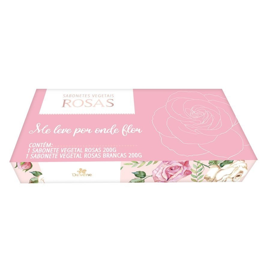 Promocional Davene Rosas Sabonetes Branca E Rosa 6x2