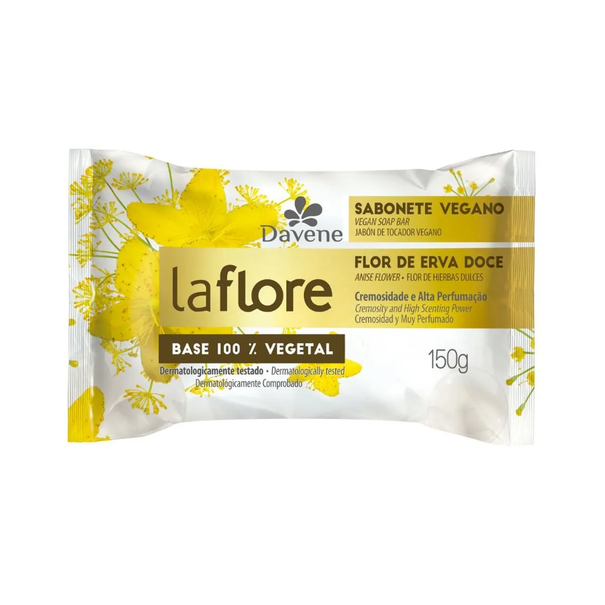 Sabonete Barra Vegetal Flor De Erva Doce Davene La Flore Flow Pack 150g