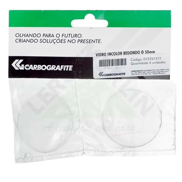 Lente de Vidro Protetora Redonda de Vidro 50mm Incolor Carbografite