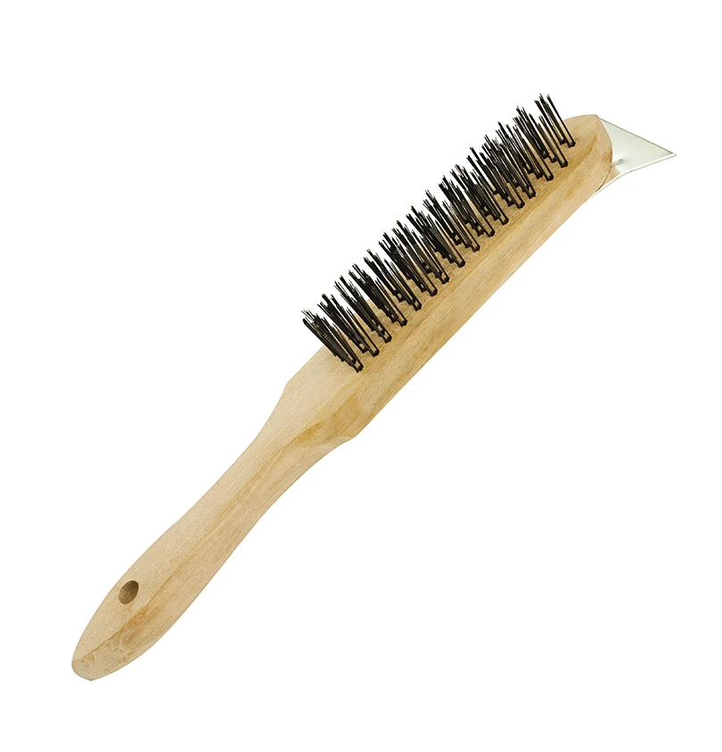Escova de Aço Manual com Raspador e Cabo de Madeira 4 Fileiras 012540112 Carbografite
