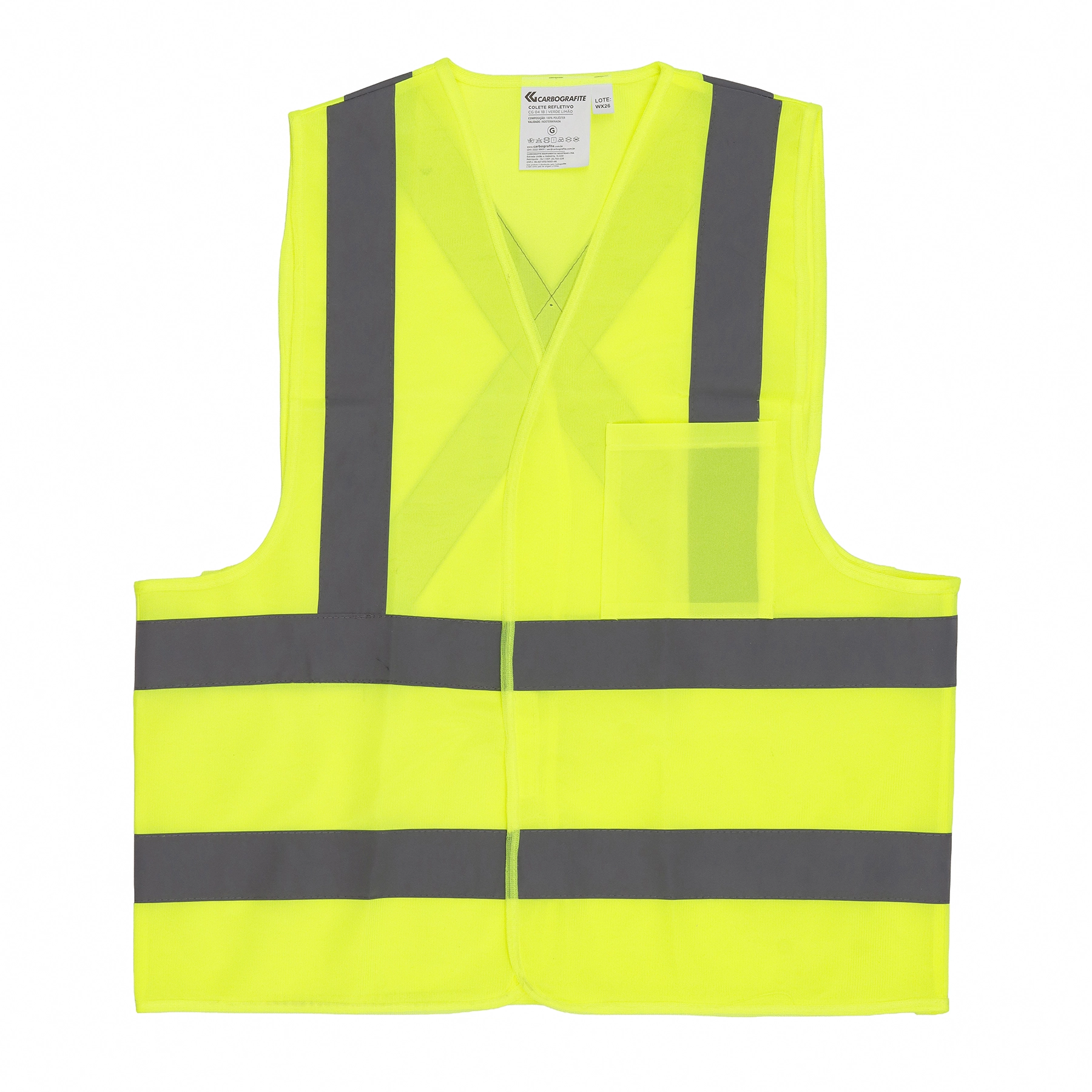 Colete Refletivo de Bolso Verde Limão Carbografite