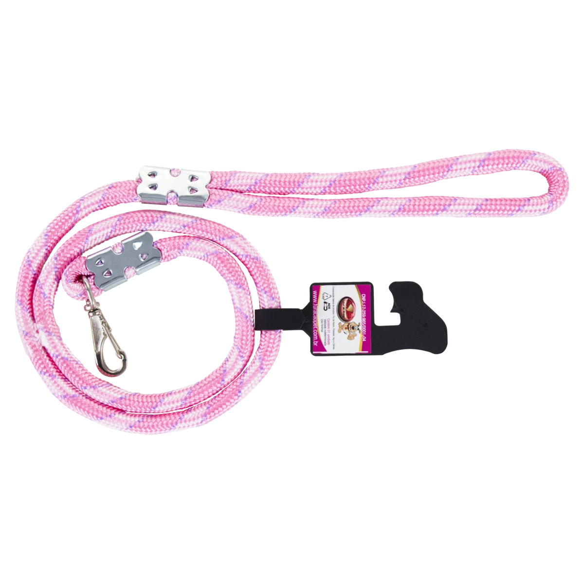 Guia De Corda Para Cães Roliça Rosa Fina Furacão Pet