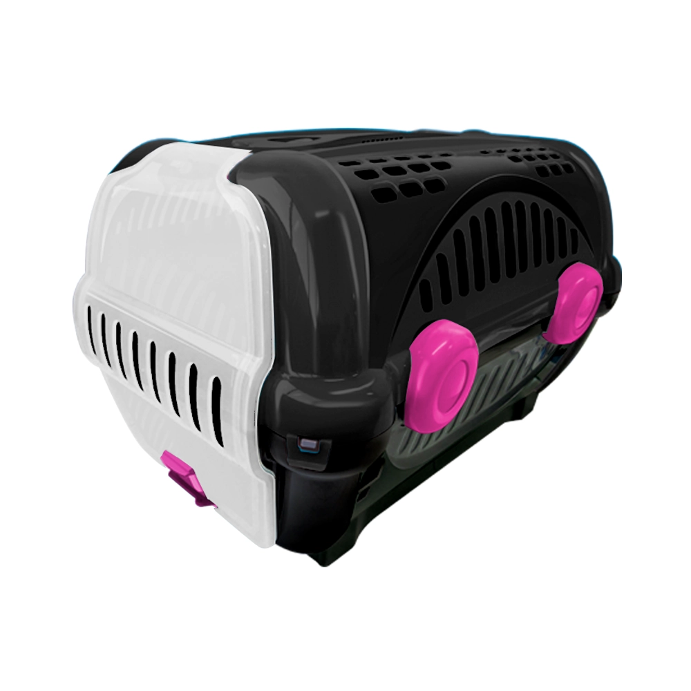 Caixa De Transporte Luxo Furacão Pet Preto E Rosa