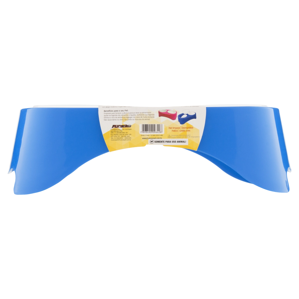 Comedouro E Bebedouro Azul Super Neck 1080ml Furacão Pet