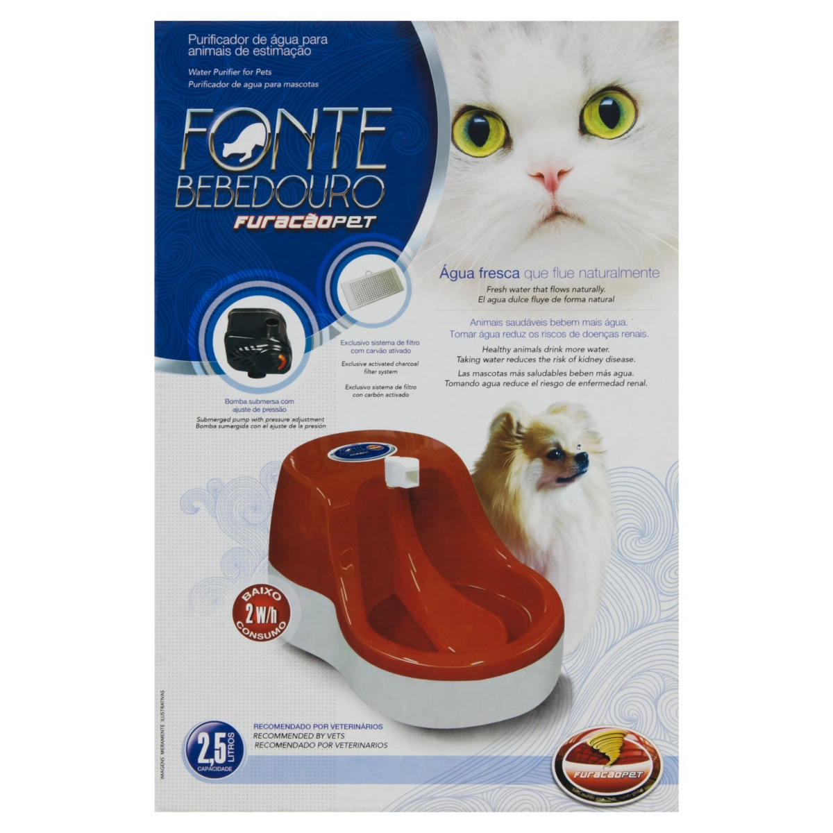 Fonte Bebedouro Para Animais Rosa 2,5l Furacão Pet Bivolt