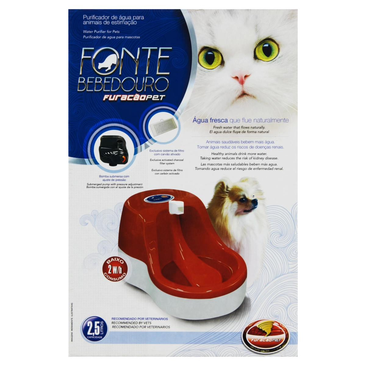 Fonte Bebedouro Para Animais Vermelha 2,5l Furacão Pet Bivolt