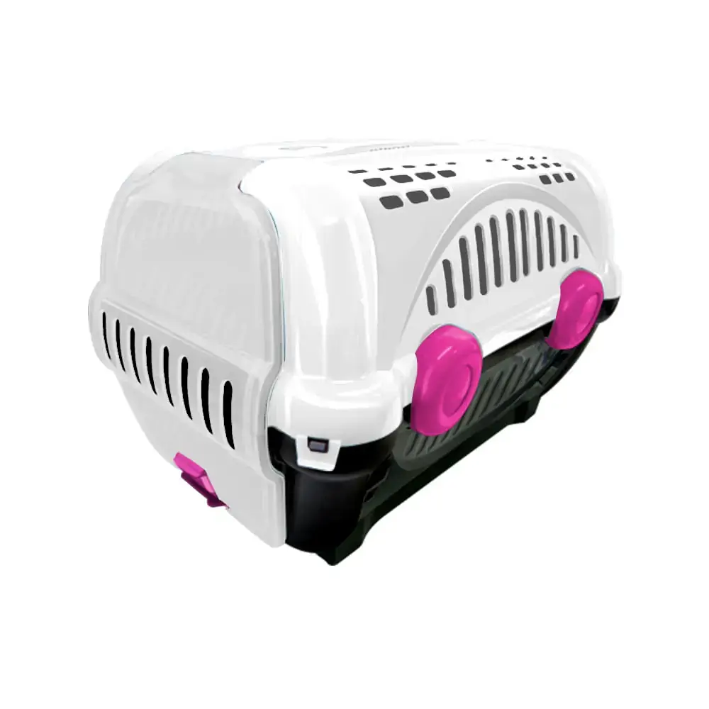 Caixa de Transporte Luxo Branca e Rosa Furacão Pet Nº 01