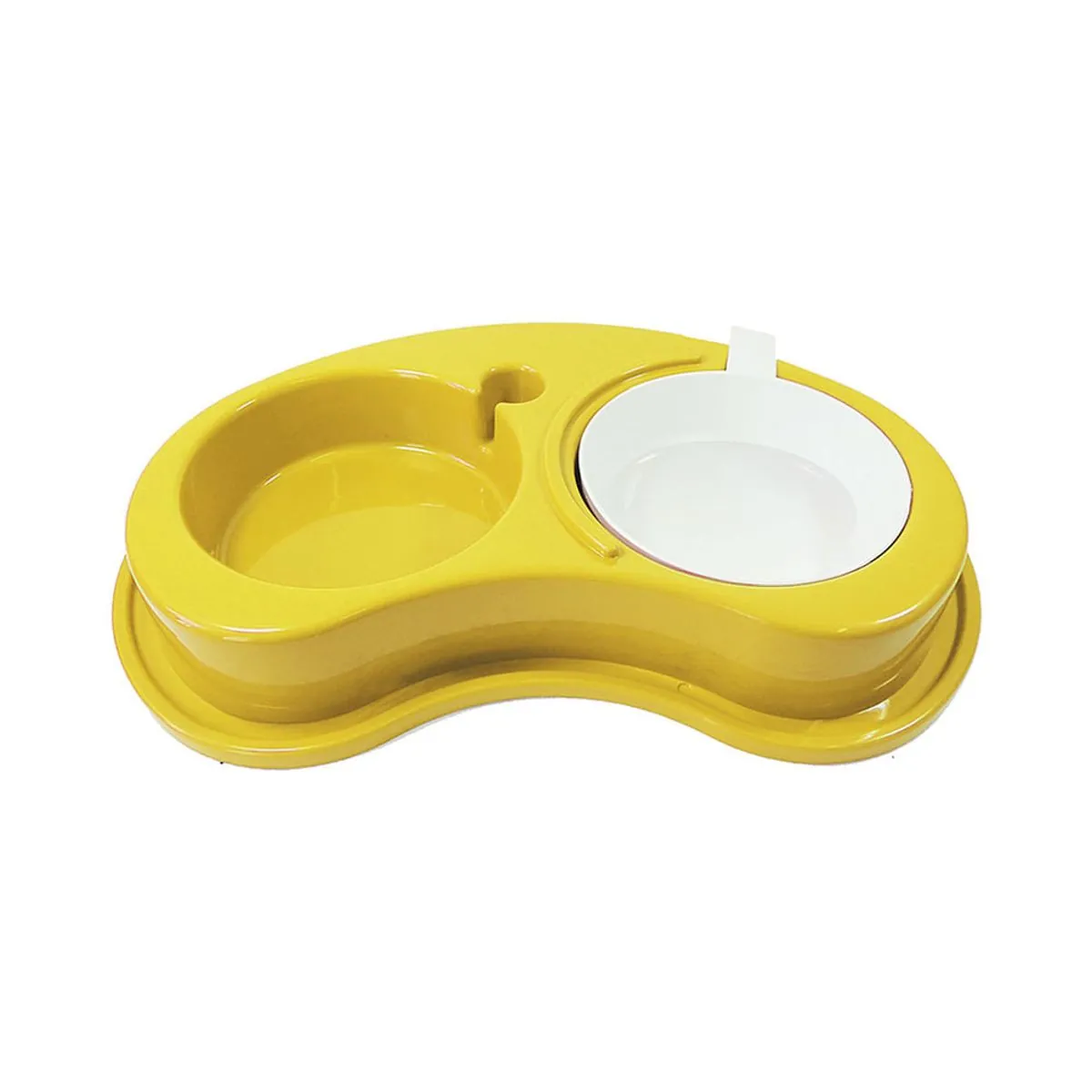 Comedouro Plástico Furacão Pet Antiformiga Luxo Duplo G - Amarelo