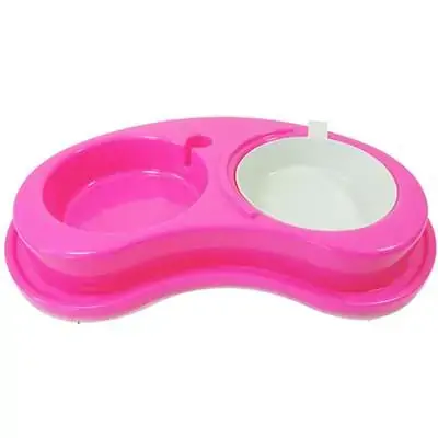 Comedouro Plast Anti Formiga Luxo Duplo G Rosa Ref