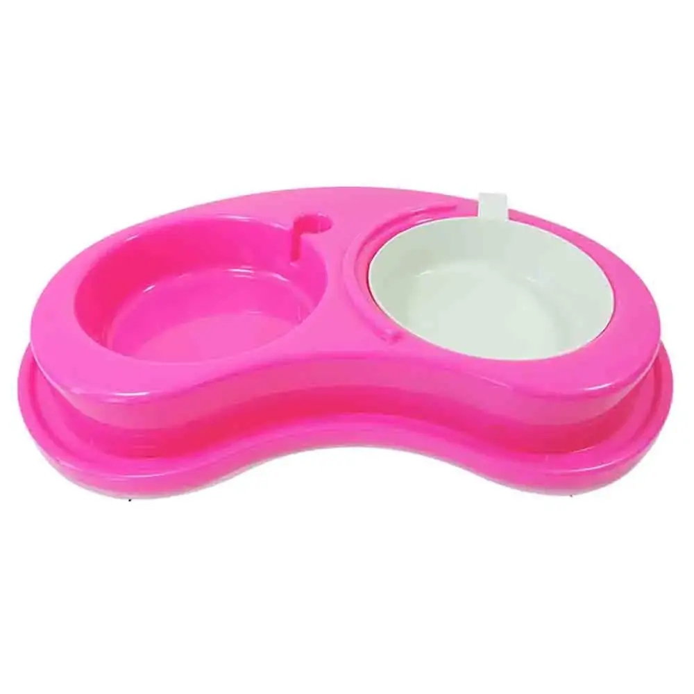 Comedouro Duplo Luxo Rosa Furacão Pet Pequeno