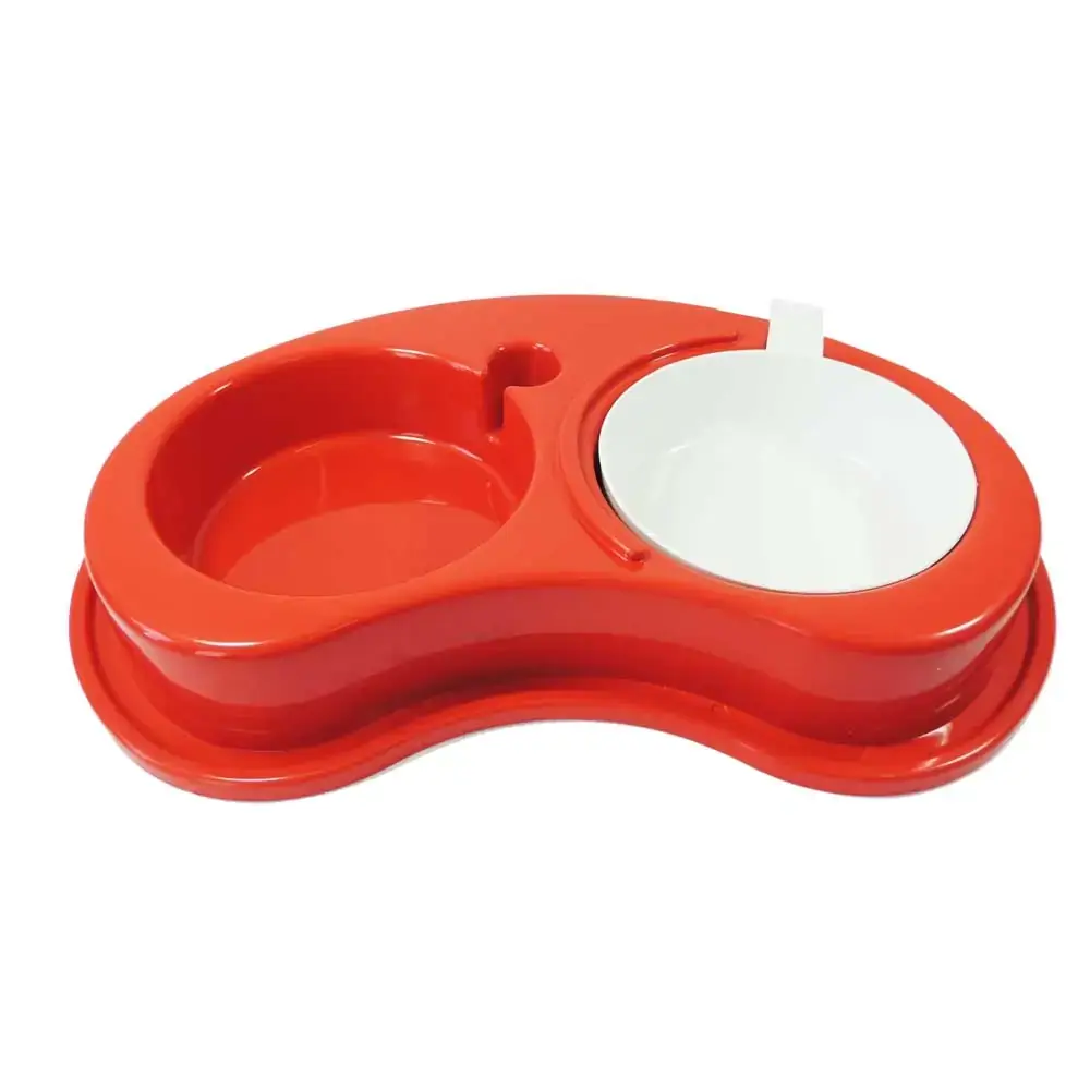 Comedouro Duplo Luxo Vermelho Furacão Pet Pequeno