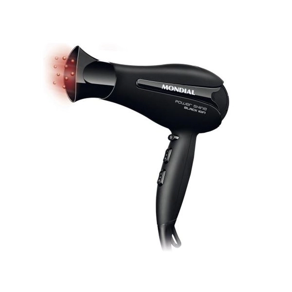 Secador de Cabelos Mondial Power Shine Black SC-13, 2 Vel, 3 Temp, 1800W, Preto - 220V