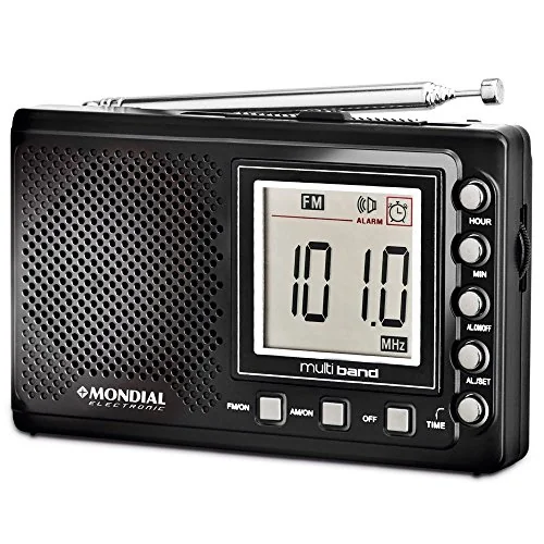 Som Portátil Mondial Rp 03 Rádio Am Fm Sw Multi Band Rrelógio E Alarme Preto