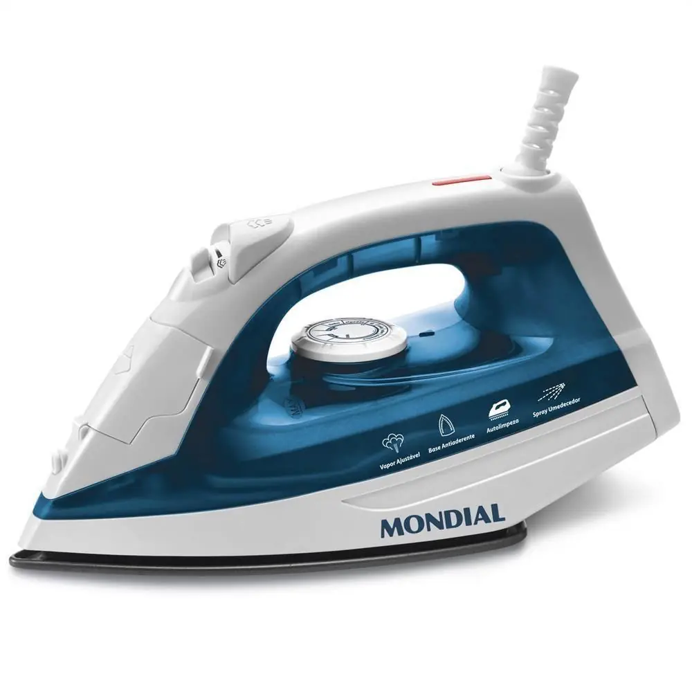 Ferro de passar à Vapor MONDIAL Branco e Azul F-32 110V