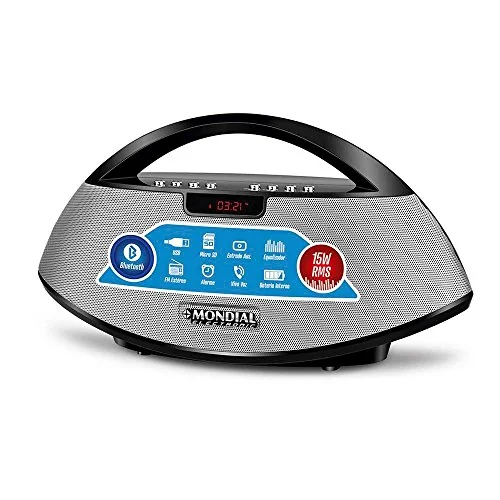 Rádio Portátil Mondial Sk 01 Com Entrada Usb, Bluetooth, Entrada Auxiliar E Rádio Fm 15w