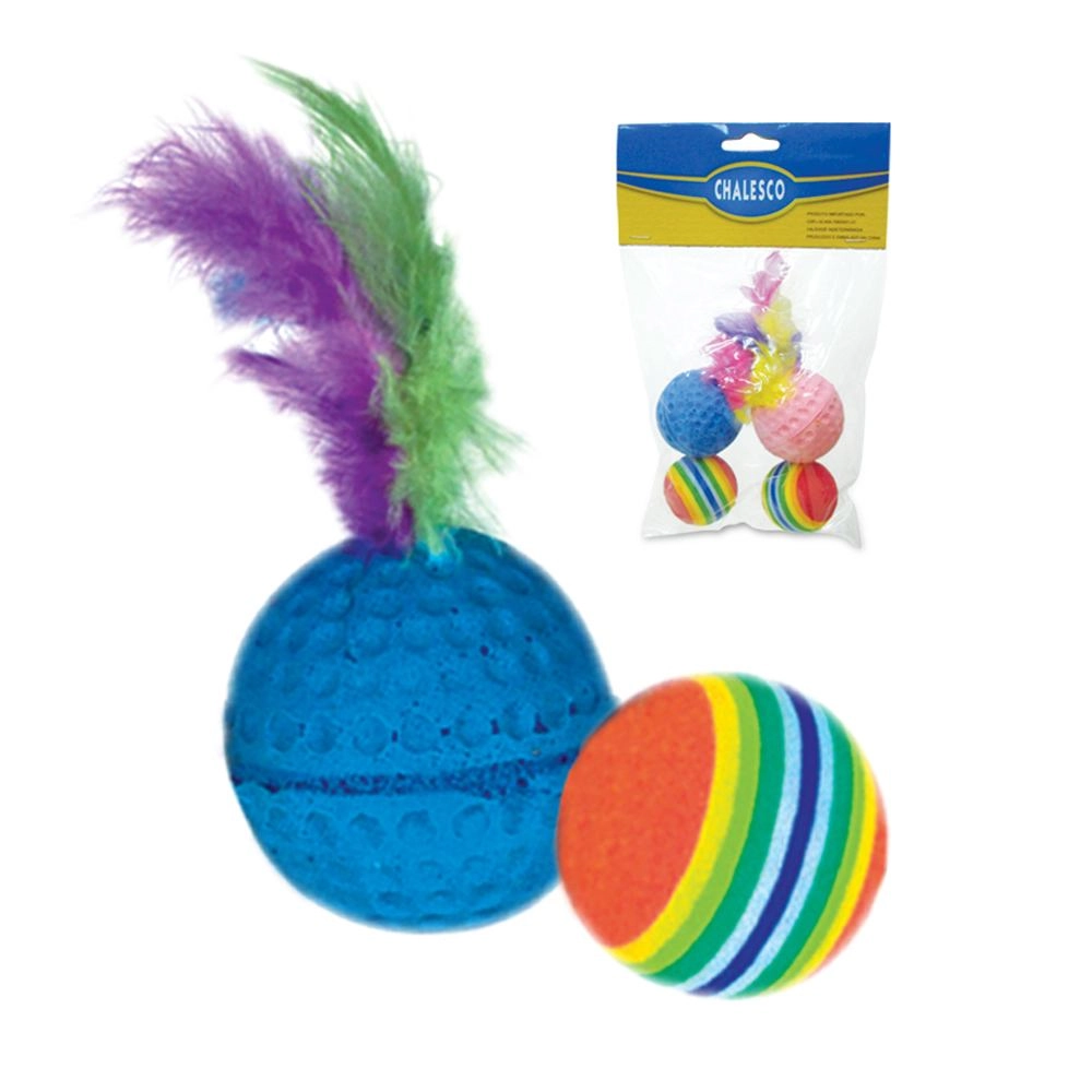Brinquedo Chalesco Para Gatos Kit Bolas Catnip Colorido