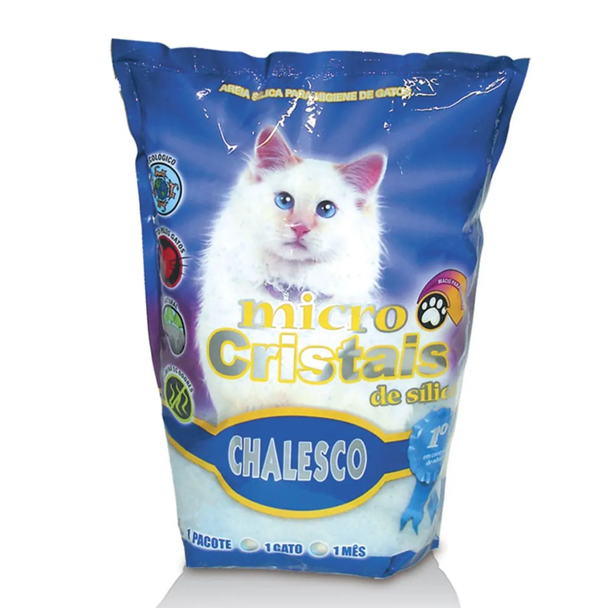 Areia Micro Cristas de Sílica Higiênica para Gatos CHALESCO 1,8kg
