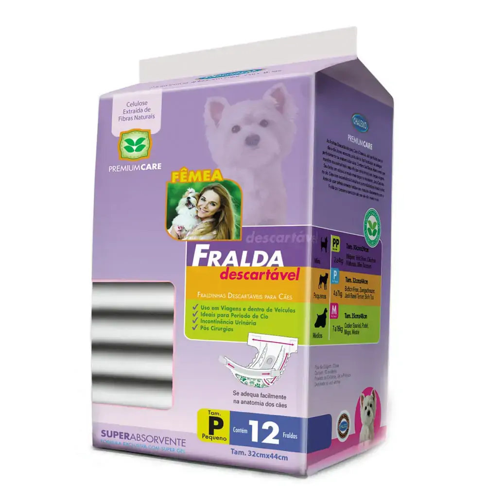 Fralda Descartável Chalesco Para Cães Fêmeas