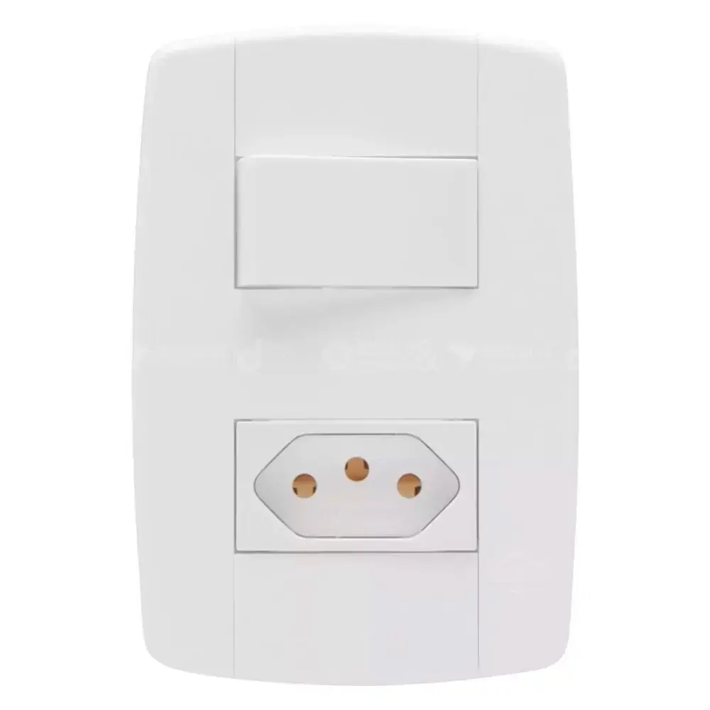 Cj 1 Interruptor Simples 1 Tomada 10a 250v Ilumi Lev